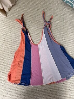 We The Free Striped Tie-Shoulder Tank in Coral, Blue, Pink, Pale Pink 🌿